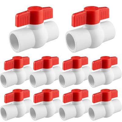 10Pcs 3/4" PVC Ball Valve, SCH40 Slip Shut-Off Ball Valves Socket with Easy Turn T-Handle, Leak-proof PVC Water Pipe Valve for Swimming Pool, Sprinkler Lines, Outdoor Plumbing & Irrigation System