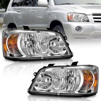 WEELMOTO Halogen Headlights Assembly for 2004-2006 Toyota Highlander