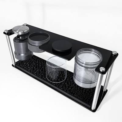 Drying Rack Compatible with OXO Brew Rapid Brewer, Black | Countertop Coffee Brewer Parts Organizer with Metal Frame, Dual Acrylic Panels and Removable Silicone Drip Tray