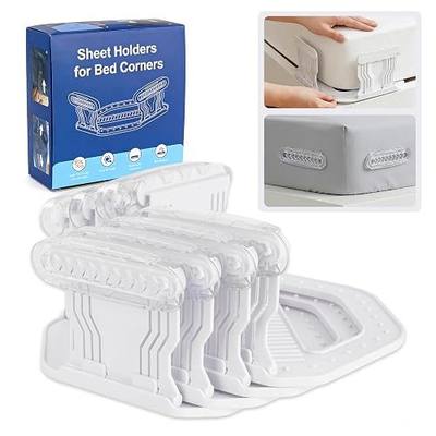 Bed Sheet Holder for Corners, 4PCS Bed Sheets Secure Corners Gripper, White | Secure Bed Sheet Lock, Fit All Sheet Sizes, Durable ABS, Mattress Sheet Fasteners, Non-Slip Design, Easy Installation