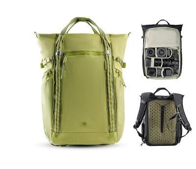 PGYTECH OneGo Roamer Tote Camera Backpack, 18L Dual Carry Tote Bag Green | Water-Resistant Daypack for DSLR/Mirrorless Cameras, DJI Mavic Drone, 15" MacBook Air, Tripod Holder, Side/Top Access