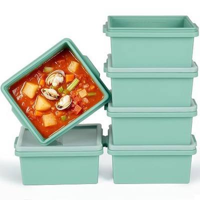 Silicone Soup Freezer Molds with Lids, 2-Cup silicone freezer molds for Meal Prep, BPA-Free, Stackable, Perfect for lasagna, Individual Portions, Baked Goods and More, Microwave & Oven Safe - 6 Pack