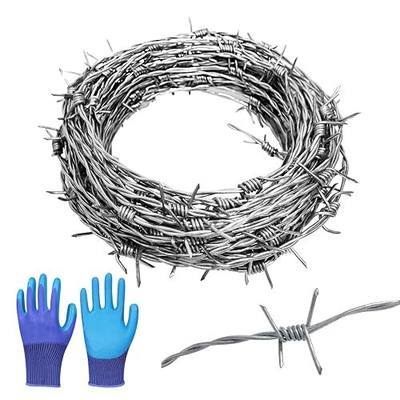 50 Ft Barbed Wire, 4 Point Hot-Dip Galvanized Barb Fence Roll, 18 Gauge Heavy Duty Barbed Wire Fence for Yard, Garden, Crafts, Baseball Ball and Critter Deterrent