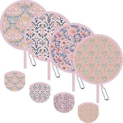 Folding Hand Fans – 4 Meadow Blossom Patterns – Portable Cooling Fan for Makeup Setting, Travel, Festival, Beach