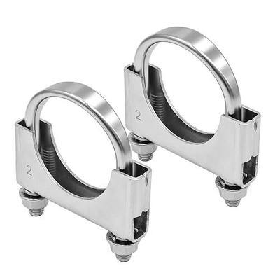 2 Inch U Bolt Exhaust Clamp Heavy Duty, 304 Stainless Steel 2" U Band Muffler Clamps, Spot-welded Gussets Saddle Design Muffler Pipe Connector(2PCS)