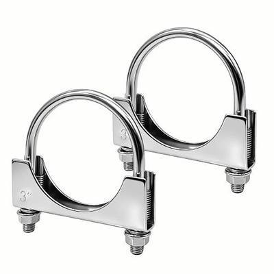 3 Inch U Bolt Exhaust Clamp Heavy Duty, 304 Stainless Steel 3" U Muffler Clamps, Saddle Design Muffler Pipe Connector, Tip Hook Clip(2PCS)