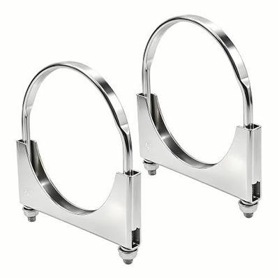 5 Inch U Bolt Exhaust Clamp Heavy Duty, 304 Stainless Steel 5" U Muffler Clamps, Spot-welded Gussets Saddle Design Muffler Pipe Connector(2PCS)