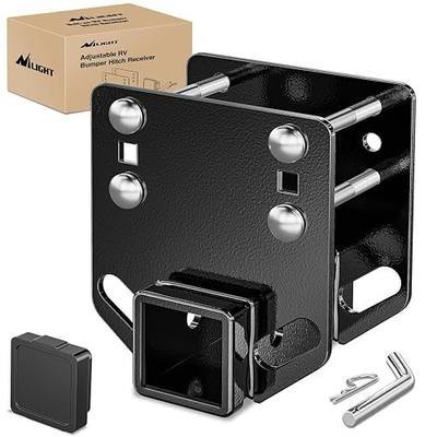 Nilight RV Bumper Hitch Receiver, Height Adjustable Trailer Hitch Adapter, 2" Receiver for RV Bumper, Heavy Duty Steel RV Hitch for Cargo Carrier Bike Rack Trailer Towing Ball Mounts