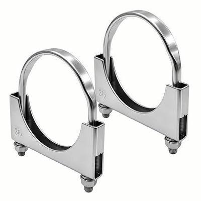 3.5 Inch U Bolt Exhaust Clamp Heavy Duty, 304 Stainless Steel 3 1/2" U Band Muffler Clamps, Spot-welded Gussets Saddle Design Muffler Pipe Connector(2PCS)