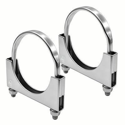 4 Inch U Bolt Exhaust Clamp Heavy Duty, 304 Stainless Steel 4" U Band Muffler Clamps, Spot-welded Gussets Saddle Design Muffler Pipe Connector(2PCS)