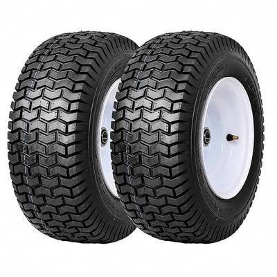 RUNIX 16x6.50-8 Lawn Mower Tire and Wheel Assembly 2 Pack, 4PR Tubeless Tire, 3/4" Bearing, 3" Offset Hub, Chevron Turf Tread, Replacement for Riding Lawn Mower, Garden Tractor, Zero Turn Front Tire
