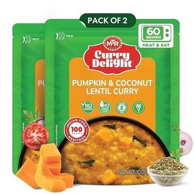 MTR Curry Delight Pumpkin Coconut Lentil - Ready to Eat Curry 285g, 2 Pack | Traditional Indian Meals, Instant Curry Meals, Quick Serving, Vegetarian, Heat & Eat