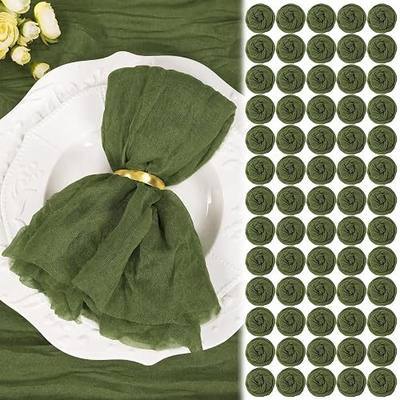 120 Pack Olive Green Cheesecloth Napkins 20"x20" Rustic Gauze Napkin Cheese Cloth Napkins Bulk Boho Washable Dinner Table Napkins for Wedding Party Bridal Baby Shower Birthday Decor