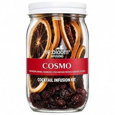 RE:BLOOM Cosmo Cocktail Infusion Kit, DIY Vodka Infuser Gift Set, Cranberry, Orange, Lemon & Citrus Sugar, Makes 6-8 Cocktails or Mocktails, Small Batch Crafted