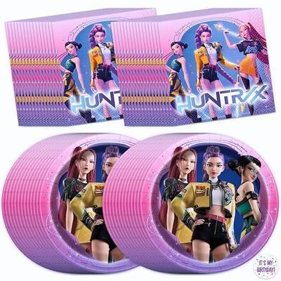 KPop Plates and Napkins - 32 Pack | Dessert-Sized | KPop Demon Hunters Birthday Decorations | K Pop Demon Hunters Party Decorations | Officially Licensed