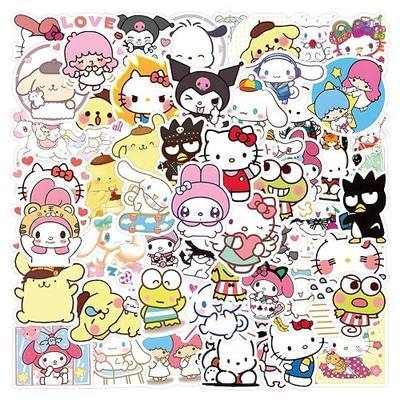 100pcs Hellokitty Kuromi Mymelody Stickers for Kids, Cute Sanrio Cartoon Waterproof Vinyl Decal for Teen Girl Adult Notebook Laptop Water Bottle Skateboard Guitar Travel Case Phone Bike