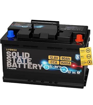 Lipower Group 94R Car Battery, 1500A CCA Solid State Start Stop Car Battery, -30°C Start 12V 80Ah 1024Wh 180RC AGM Replacement for 10-Years Lifespan, H7 L4 77L4 Automotive Battery