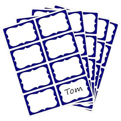 Alynta Blue Name Tags Stickers 3.5'' x 2.4'' 200 Pcs Name Tags Labels | Self-Adhesive Border Tag Sticker Labels for Clothes Files Boxes Containers Conferences Office School Home (Blue)