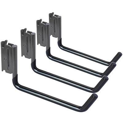 4-Pack 6-Inch Dual-Coated Extended Flat J Hooks for E-Track | Powder-coated alloy steel with a dipped hook area; 400 lb working load; added grip and scratch protection for large tools
