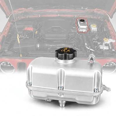 One-Piece Cast Aluminum Coolant Reservoir Expansion Tank with Cap for Jeep Wrangler JL 2018-2025 & Gladiator JT 2020-2025, Replace 68283565AB 68364312AA