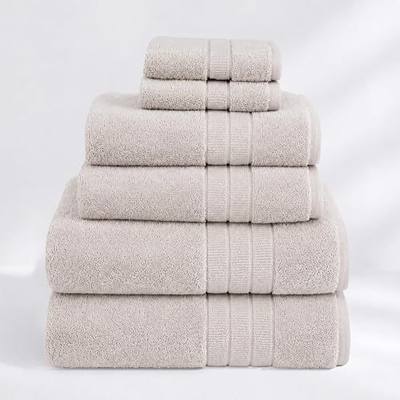 GOTS Certified 100% Organic Cotton Set of 6 Towels for Bathroom, Made in Turkey - 2 Bath Towels (27"×54"), 2 Hand Towels (16"×30") & 2 Washcloths (12"x12"), Soft, Absorbent, Quick-Dry - Muted Clay