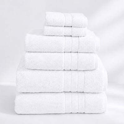 GOTS Certified 100% Organic Cotton Bath Towel Set of 6, Made in Turkey - 2 Bath Towels (27"×54"), 2 Hand Towels (16"×30") & 2 Washcloths (12"x12"), Soft, Absorbent, Quick-Dry White Bath Towels - White