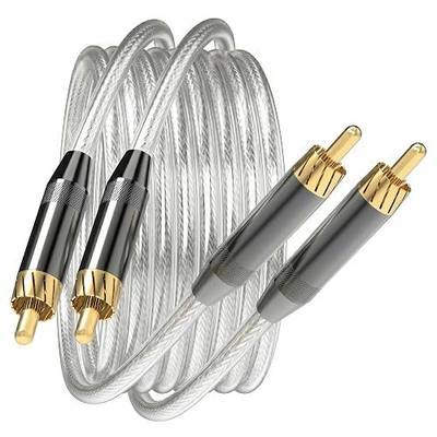 RCA to RCA Cable15ft/4.6m, Hi-Fi and Audiophile Digital Coaxial RCA to RCA Audio Cable/Premium Copper Core/Transparent PVA/Braided Shielded/Gold-Plated for Home Theater/Amplifier/Soundbar 2PCS