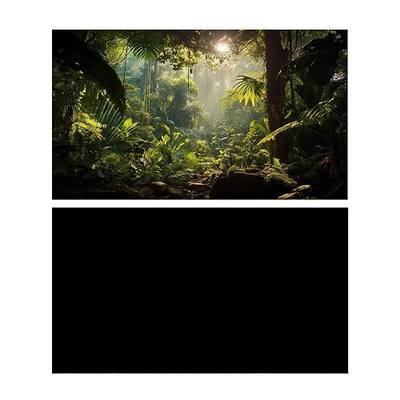2 Pack Aquarium Background, Vinyl Cloth Fish Background, Forest & Black, for Terrarium Decor Background 24×12 inch