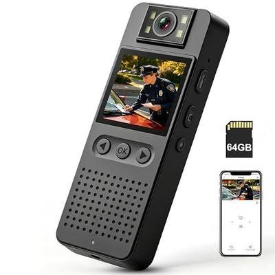 Body Camera with Audio and Video Recording: 64GB Body Cam WiFi Supports, 180° Rotating Lens, 1080P, Night Vision, 7Hr Battery Bodycam, Wearable Pocket Camera for Work, Travel, Pet Walking, Outdoor