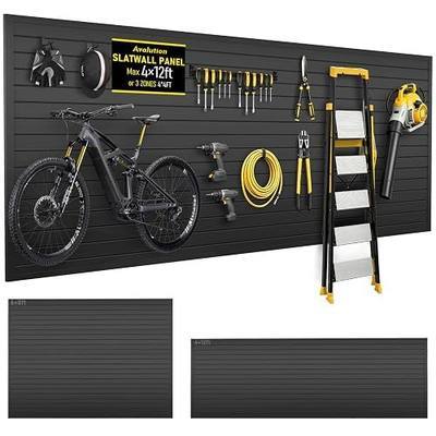 Avalution Slat Wall Paneling,4x12 ft Garage Slat Wall Storage Systems,Black | Slatwall PVC Wall Panels Wall Mounted,Heavy Duty Slatwall Panel Garage Storage Organization for Garage Workshop Storage