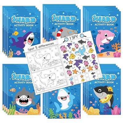 JAPBOR Shark Activity Coloring Books - 24PCS Mini Ocean Animals Color Activities Book Bulk for Party Favor, Summer Sea Animal Small DIY Colour Page for Birthday Gifts Classroom Draw Painting Game
