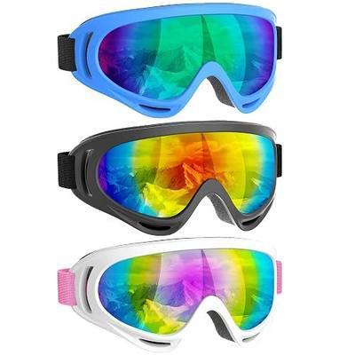 COOLOO Kids Motorcycle Goggles, 3 Pack ATV Dirt Bike Goggles for Boys Girls | Anti-UV, Dustproof, Windproof, Impact-Resistant, Adjustable Head Strap, Ventilation Design