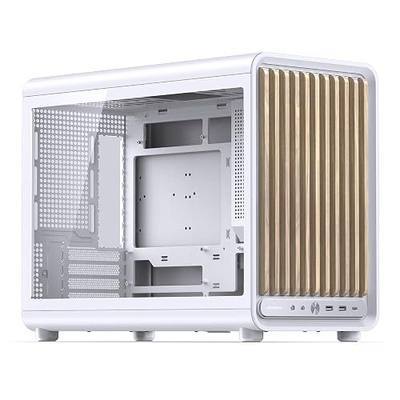 JONSBO D33 Wood White Micro ATX PC Case,High Airflow MATX case with Tempered Glass Panel,9 Fan Positions,High Compatibility,Supports MATX BTF MB, 435mm GPU/360AIO/172mm Air Cooler,ATX/SFX PSU,Wood