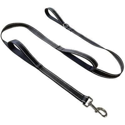 Triple Handle 6 ft Dog Leash with Padded Traffic Handles, Heavy Duty Reflective Walking Lead for Training Control, Strong Nylon Leashes for Medium Large Breed Dogs (Black)