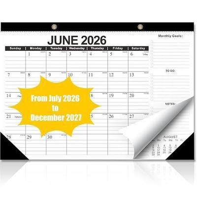 Desk Calendar 2026-2027, 18 Months Monthly Planner Runs from Jun 2026 to Dec 2027, Large 17" x 12" Thick Paper Wall Calendar for Home Office