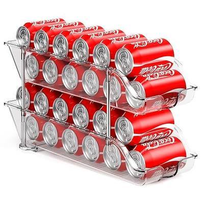 Sotfamily Stackable Soda Can Organizer for Pantry or Fridge, Holds 24 Cans | 1-Pack Space-Saving Drink Organizer for Fridge, Clear Pop can & Food can Dispenser/Holder/Storage/Container for Refrigerator