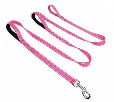 Triple Handle 10 ft Dog Leash with Padded Traffic Handles, Heavy Duty Reflective Walking Lead for Training Control, Strong Nylon Leashes for Medium Large Breed Dogs (Hot Pink)
