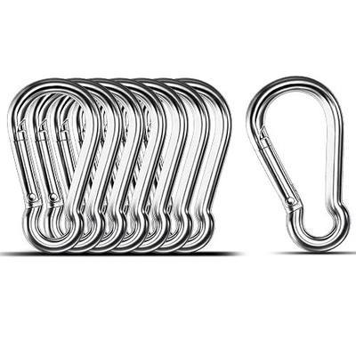 Small Carabiner Clip, 8PCS 1.57 inch 304 Stainless Steel Heavy Duty Carabiners, Metal Spring Snap Hook Clips for Outdoor Travel Camping Fishing Hanging Key Chain