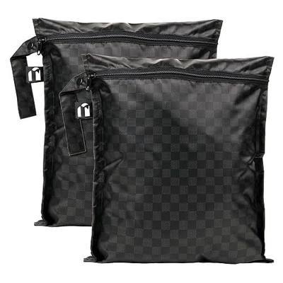 Bumkins Roamio - Waterproof Wet Bag - For Baby, Travel, Swim Suit, Cloth Diapers, Pump Parts, Pool, Gym, Toiletry, Strap to Stroller - Reusable & Easy to Clean - 2pk - Black Check