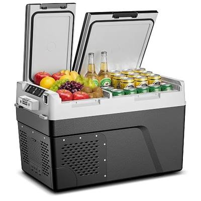 Feelfunn 12 Volt Refrigerator Electric Cooler - 40QT(38L) Dual Zone Portable Fridge, Car Fridge -4℉~68℉, Car Refrigerator 12/24V DC 100-240V AC, Portable Freezer for Travel Camping RV Home - Black