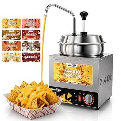 WantJoin Nacho Cheese Dispenser with Pump - 7.4Qt Nacho Cheese Warmer Commercial Hot Fudge Dispenser W/5-Level Temperature Adjustment for Stainless Steel Hot Fudge Warmer, Cheese Caramel