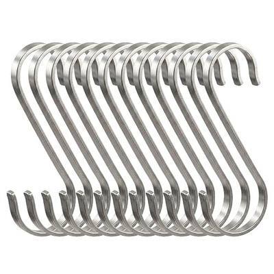 12 Pack S Hooks for Hanging, 4.5 Inch Stainless Steel Hooks | Large heavy duty rustproof metal, safe rounded ball ends anti drop, kitchen closet jeans organization