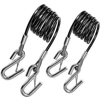 2 Pack Trailer Safety Cables with S Hooks, 44" & 79" Heavy Duty Tow Straps 5000 lbs Break Strength, Vinyl Coated Safety Chains for RV, Truck, Boat, Utility Trailer