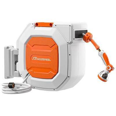 Retractable Garden Hose Reel 1/2 inch x 150ft,Wall Mounted Heavy Duty Garden Hose Reel with180°Swivel Bracket