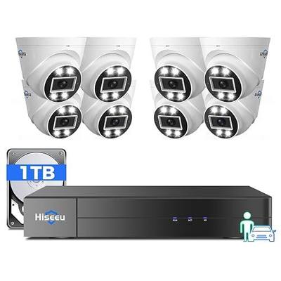 【Ultra 121°Wide View】Hiseeu 4K PoE Security Camera System,8 Pcs 5MP IP Security Camera Outdoor&Indoor,2 Way Audio, Color Night Vision, Human/Vehicle Detection, IP66 Waterproof, 1TB HDD for 7/24 Record