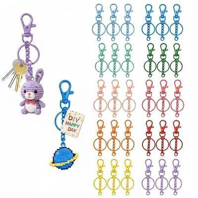 30Pcs Colorful Swivel Snap Hook with Key Rings, 10 Color Lobster Claw Clasps for DIY Crafts, Jewelry Making & Backpack Charms