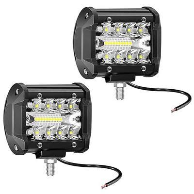 4 Inch 60W LED Light Pods 12V Triple Row Driving Fog Lamp Spot Flood Combo LED Work Light Pods for Truck Off Road Jeep SUV ATV UTV Pickup Golf Cart Boat, White Beam 2PCS