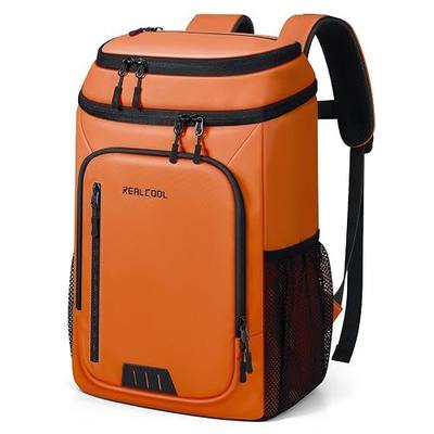 RealCool Insulated Cooler Backpack, 33 Can Leakproof Soft Camping Bag | Anti-theft Pocket, 16H Cold, Bottle Opener, Chest Buckle, Waterproof, Breathable Back, for Beach, Hiking, Picnics, Travel