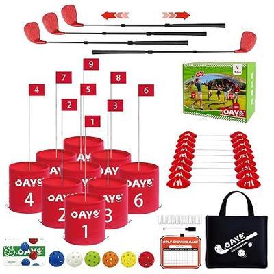 Backyard Golf Game Set, 9 Hole Lawn Golf with Clubs(3R1L) & Carry Bag | Adjustable Clubs(17''-36''), Multi-Surface Play: Outdoor, Lawn, Park, Beach, Yard. Golf Fun for Adults, Amateur & Family