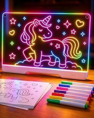 JoyRapt LED Drawing Board for Kids, Gift for Girls Age 6-10 | 16 Inch Light Up Drawing Tablet, Wireless Glow Art Board with 7 Markers & Tracing Book, 3 Modes & 9 Brightness